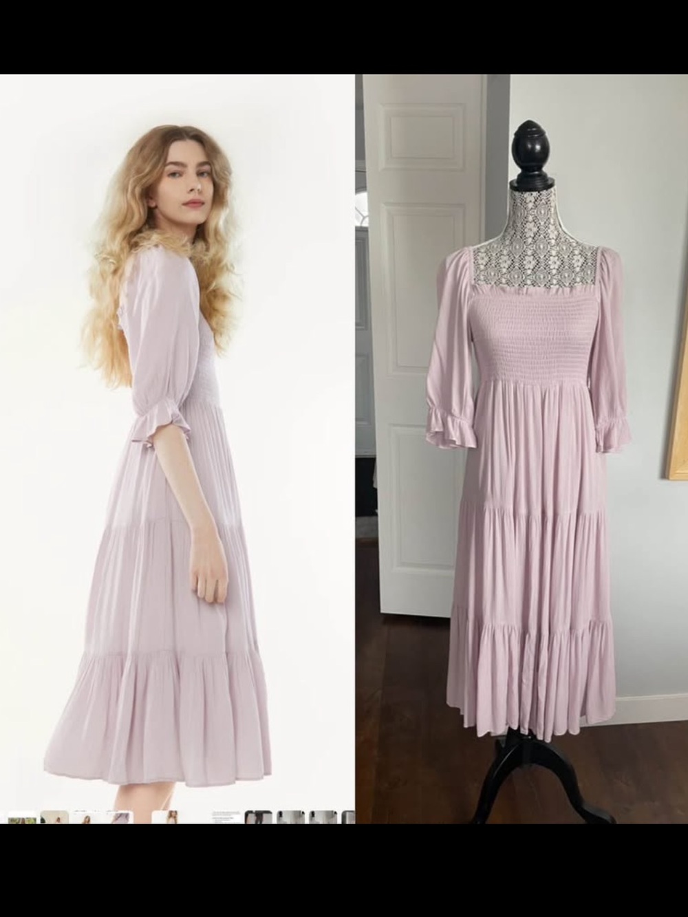 100% Cotton Oak + Fort Flowy Smocked Bodice Tiered Midi Dress. Small